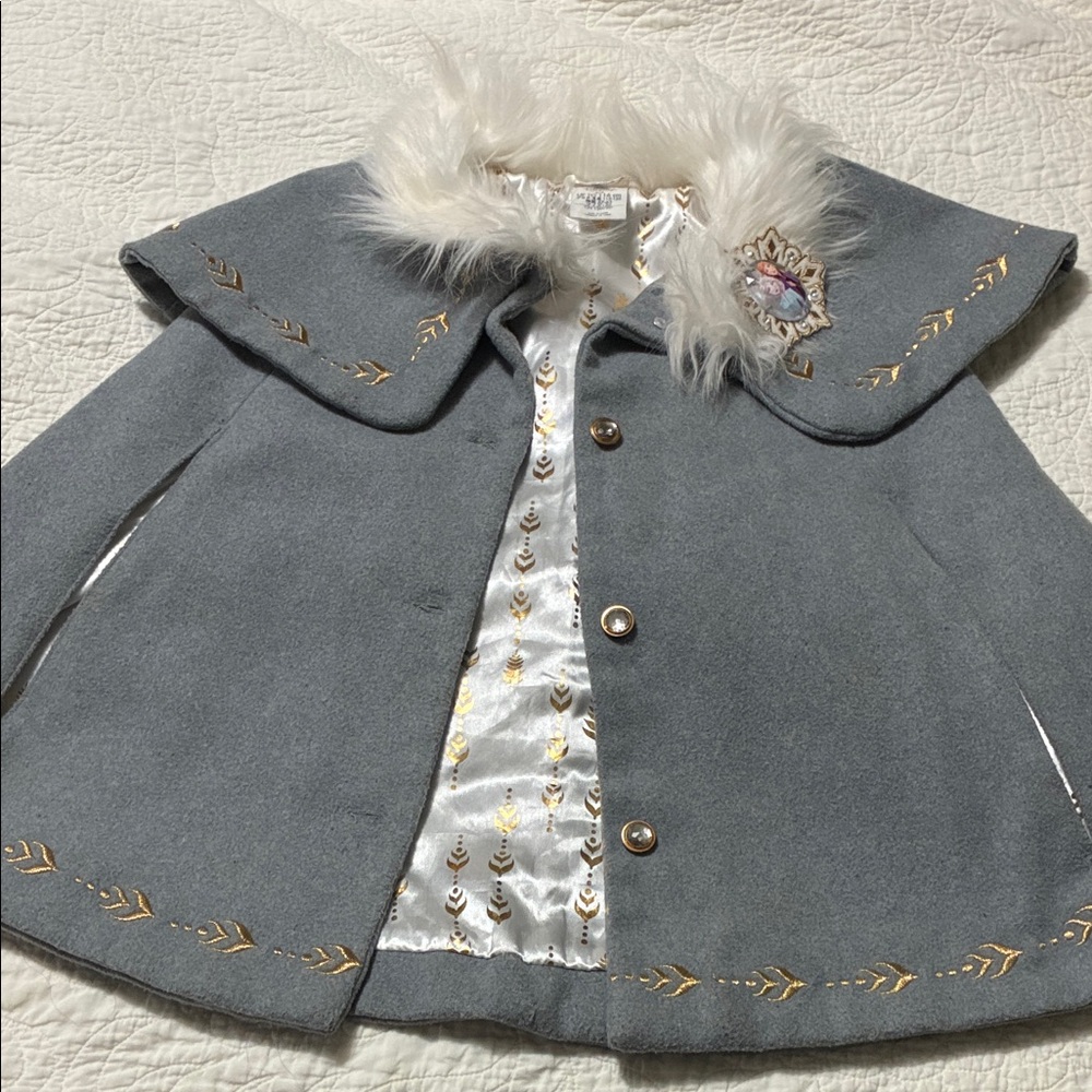 Frozen Cape with Faux Fur and Gold Accents